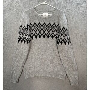 Old Navy Sweater Adult Large Gray Black Geometric Knit Pullover Crewneck Preppy